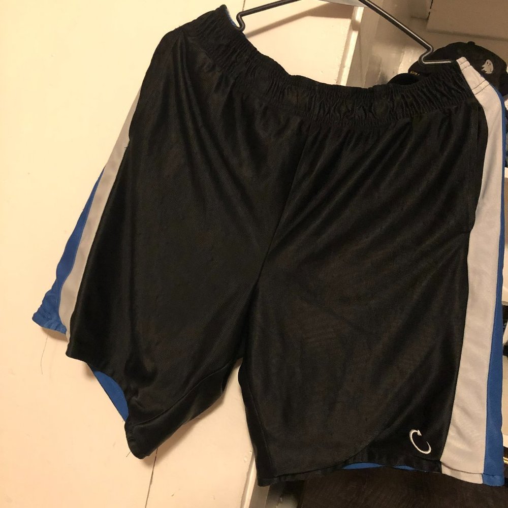 Men's Black, White, and Blue Athletic Shorts Size L